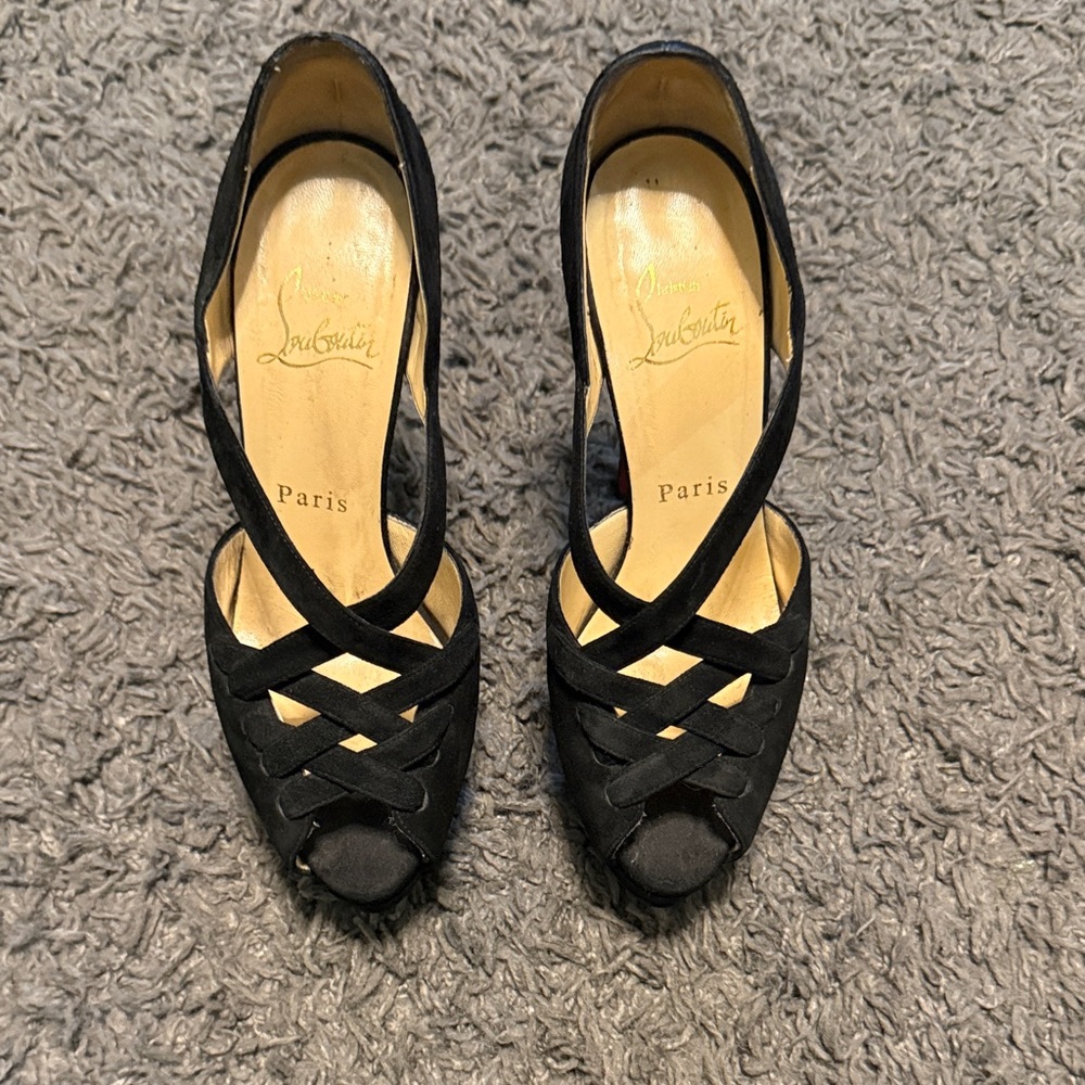 Christian Louboutin Black Crisscross Heels 35 1/2